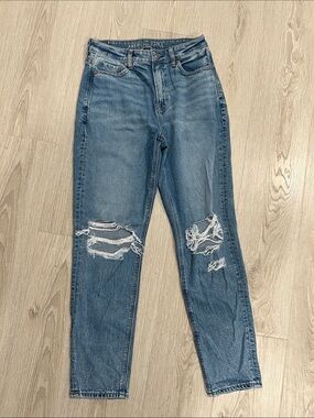 American Eagle Outfitters Light Blue Strigid Distressed Mom Jean